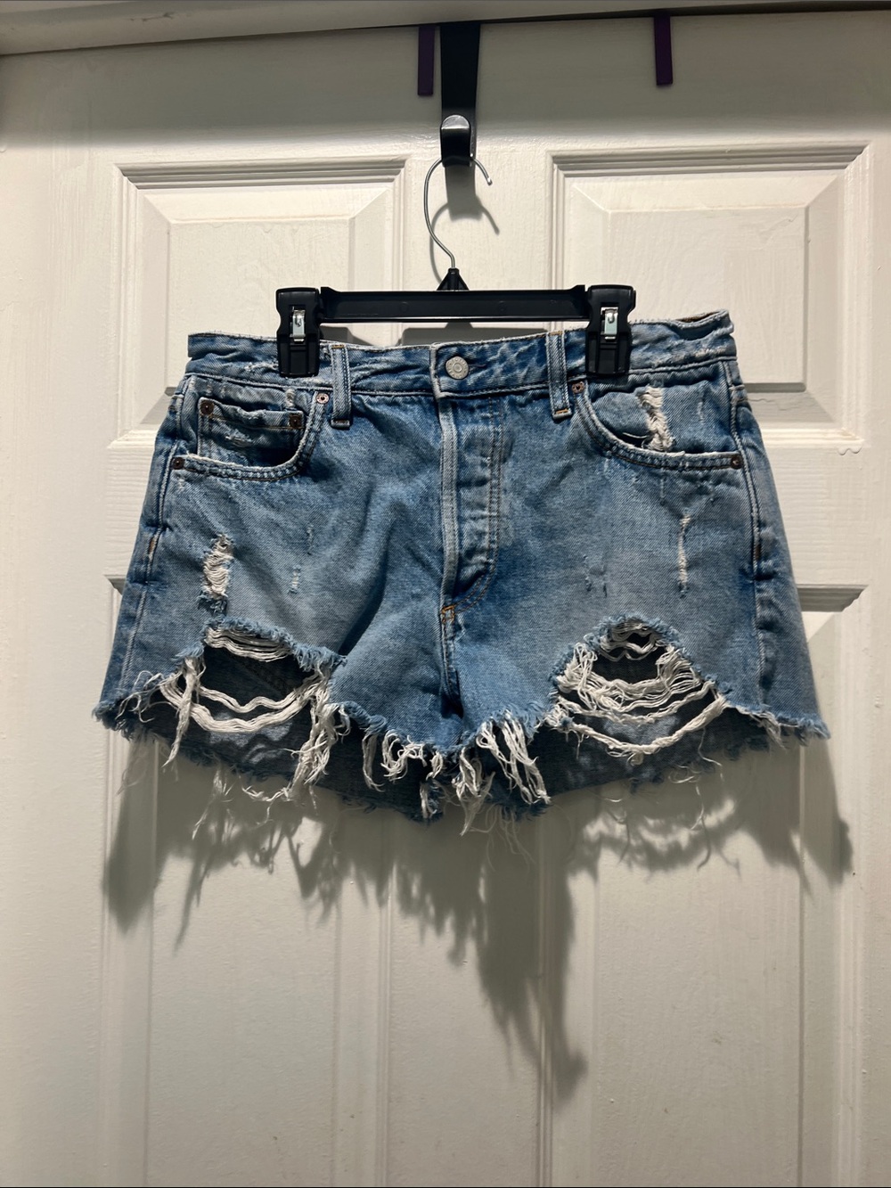 Boyish Light Blue Distressed Denim Cody Shorts